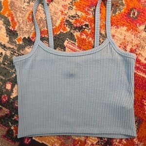 Blue Ribbed Women's Tank Top